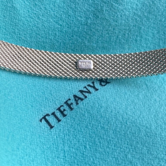 Tiffany & Co. 925 Sterling Silver Somerset Mesh Bangle  Tiffany Silver somerset fine mesh bracelet